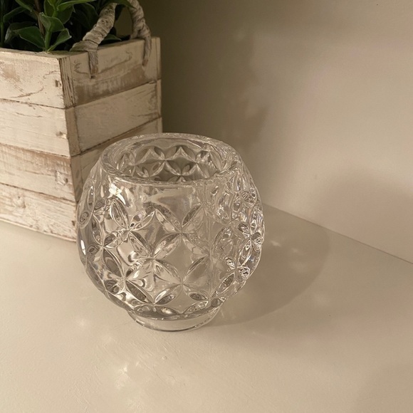 Vintage Clear Glass Reversible Large Fairy Lamp Diamond Cut Design Candle Holder - Picture 2 of 8